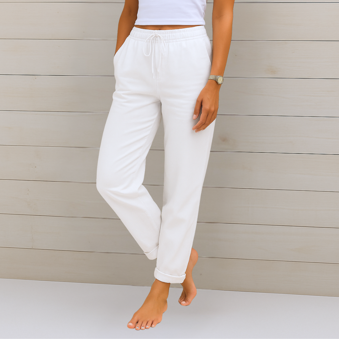 Maylora | Pantaloni Relax in Lino con Vita Regolabile