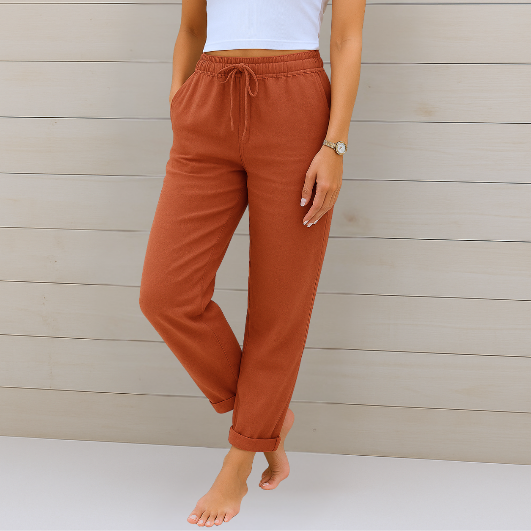Maylora | Pantaloni Relax in Lino con Vita Regolabile