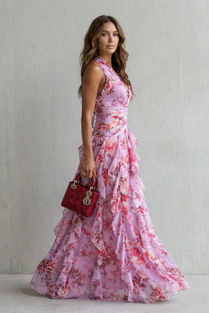 Bella | Abito lungo con scollo all'americana