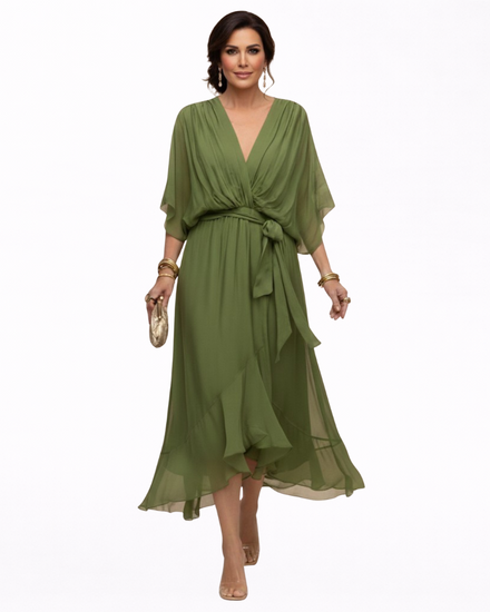 Julieta | Abito in chiffon scollo a V