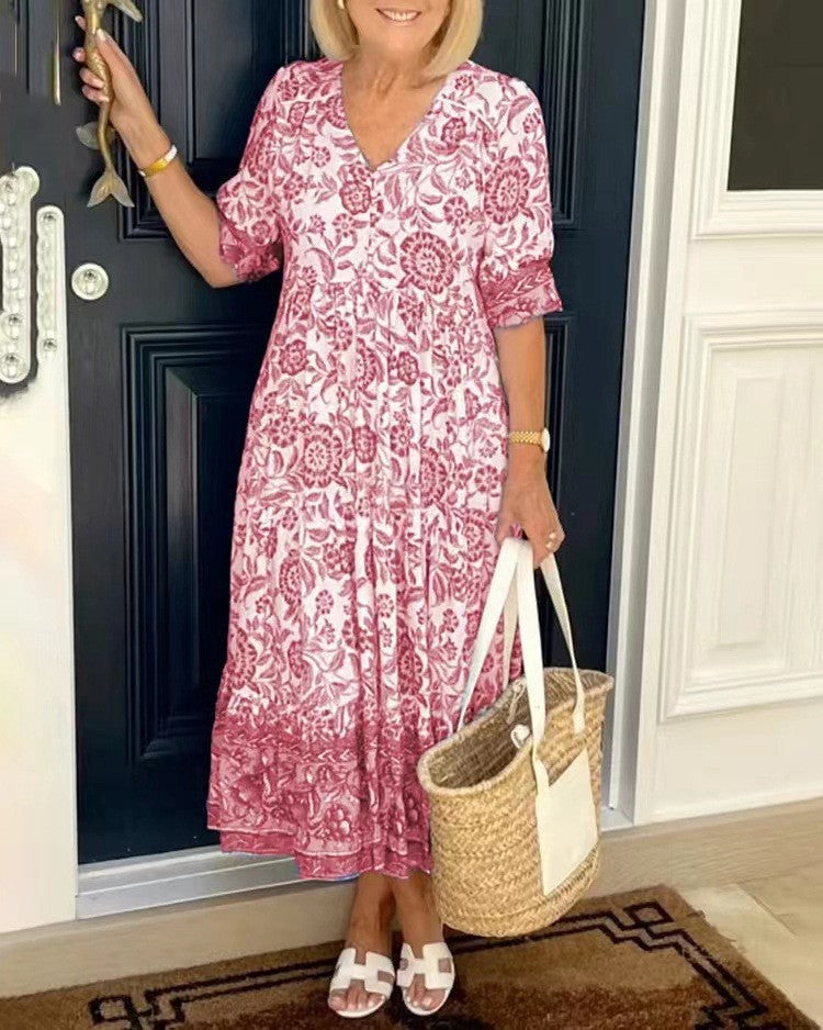 Emma | Abito Floreale con Scollatura a V Elegante