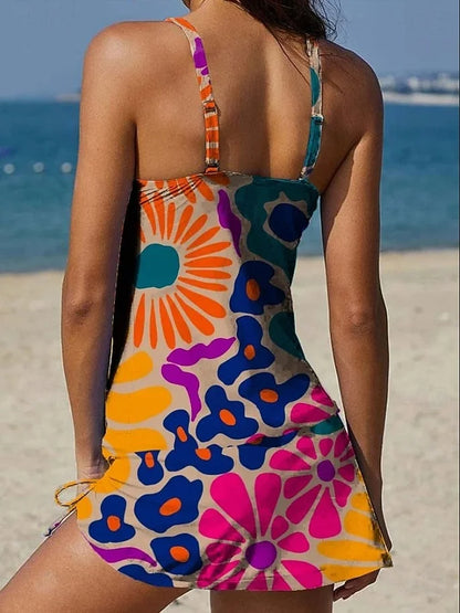Fiesta – Tankini con stampa floreale e pantaloncini, effetto pancia piatta