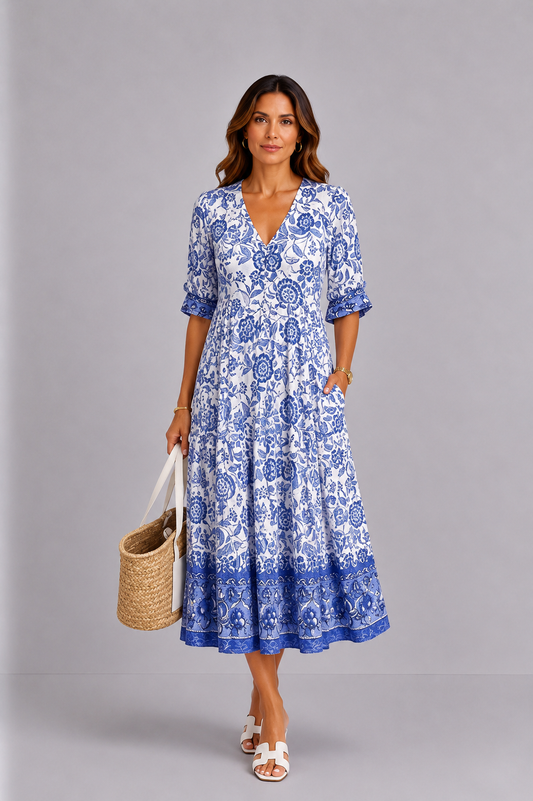 Keisha | Abito Floreale Elegante con Scollatura a V