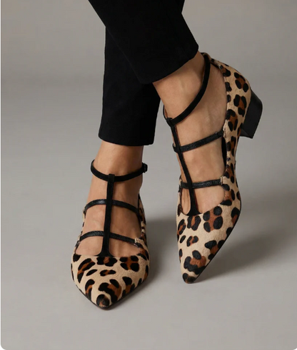 Bridget™ | Scarpe con tacco e cinturino leopardato