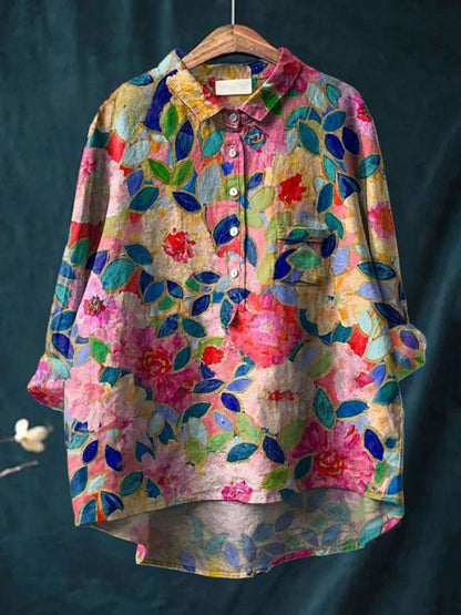 Seraphina™ | Blusa in Lino Senza Tempo con Stampa