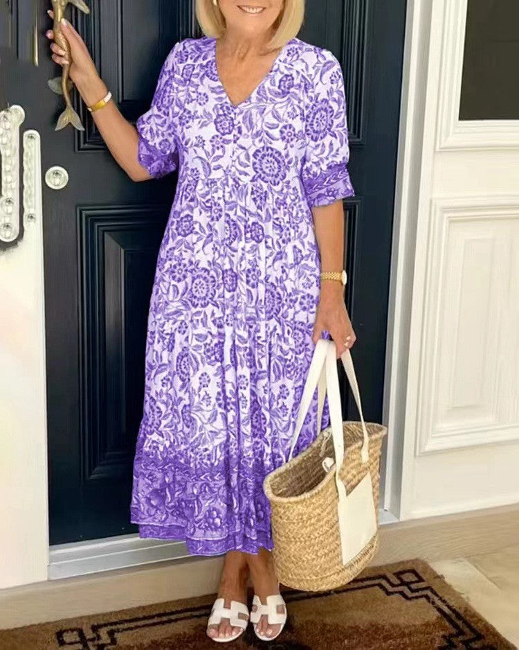 Emma | Abito Floreale con Scollatura a V Elegante